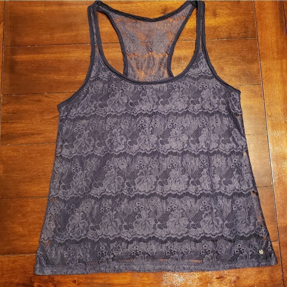 A&F navy lace racer back tank top
